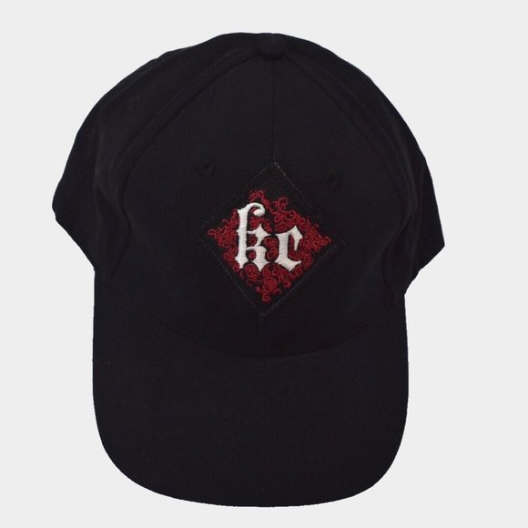 Kelly Clarkson Mens KC Ornate Logo Patch Black Baseball Cap Hat New L/XL - Picture 3 of 5